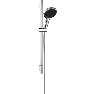 Rainfinity Doucheset 130 3 straalsoorten EcoSmart met glijstang S Puro 65cm push-schuifstuk en Designflex textiel doucheslang chroom