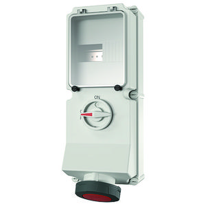 Wandcontactdoos 63A 4-polig  6H 400V IP67 DUO + rail