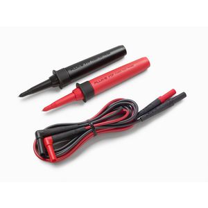 Gezekerde meetprobes, zwart en rood met TL224 meetsnoeren.
