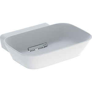 Opzetwastafel afgerond 50x42,5cm afvoer horizontaal zonder kraangat mat wit Kereatect ONE incl. sifon