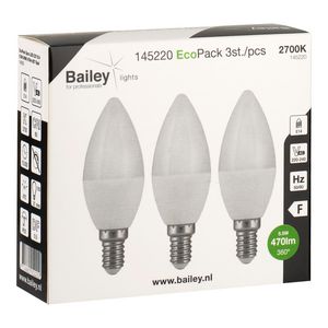 Doos a 3st. LED-lamp EcoPack C37 E14 5.5W 470lm 827 opaal