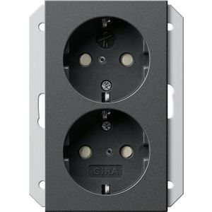2-voudig wandcontactdoos met randaarde Safety Plus v. IB-doos 1,5-voudig System 55 antraciet