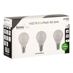 Doos a 3st. LED-lamp EcoPack G45 E14 5.5W 470lm 827 opaal