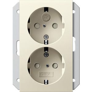 2-voudig wandcontactdoos met randaarde Safety Plus v. IB-doos 1,5-voudig System 55 creme wit