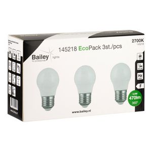 Doos a 3st. LED-lamp EcoPack G45 E27 5.5W 470lm 827 opaal