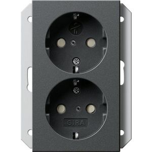 2-voudig wandcontactdoos met randaarde Safety Plus v. IB-doos 1-voudig System 55 antraciet