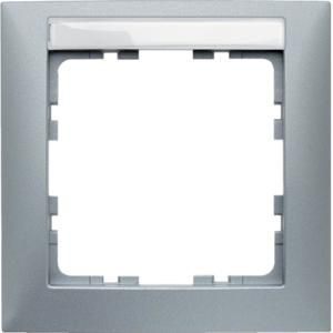 Afdekraam met tekstveld 1-v berker S.1 aluminium mat