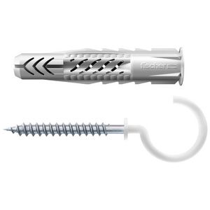 Universeelplug UX8x50 RH N kraag en ronde haak wit VVE=25