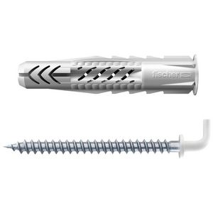 Universeelplug UX8x50 WH N kraag rechte haak wit VVE=25