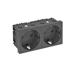 Contactdoos 2-vdg 0gr 250V 10/16A carbonaat zwartgrijs
