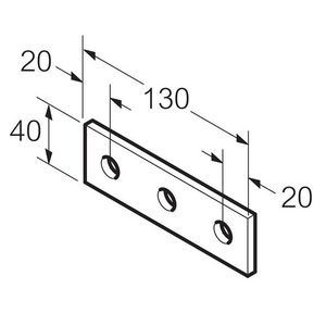 Bevestigingsstrip 3 gats RVS316 L123 B40