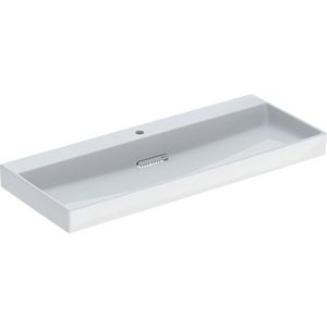 Wastafel 120x48cm afvoer horizontaal met kraangat gecentreerd wit Keratect ONE incl. sifon