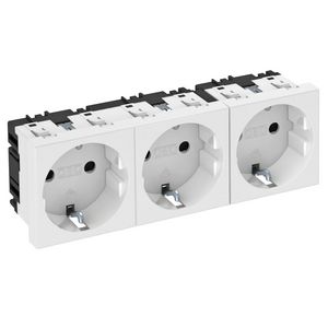 Contactdoos 3-vdg 0gr 250V 10/16A carbonaat puur wit