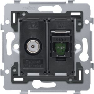 Combinatie coax met RJ45-aansl. UTP Cat. 6 PoE++ vlak
