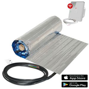 Elektrische vloerverwarming folie-uitvoering 10m² 120w/m² incl. wifi thermostaat wit