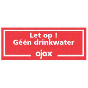 Pictogramsticker Geen Drinkwater 147x55mm rood tekst-wit Ajax