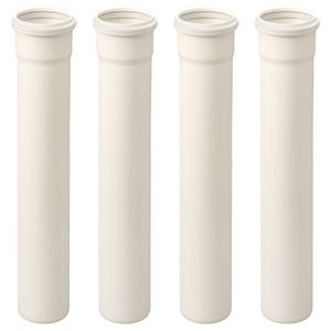 Set met 4 verlengpijpen Rolux T120 wit PP 80mm lang 250mm