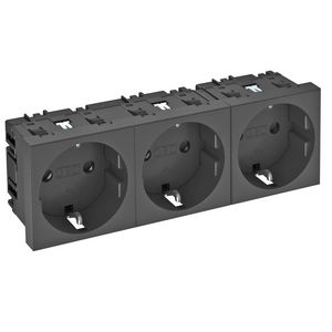 Contactdoos 3-vdg 0gr 250V 10/16A carbonaat zwartgrijs