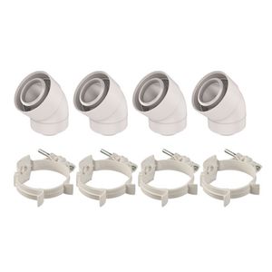 Set met 4 bochten UbiFit concentr. Push-Fit PP 45° Ø60/100mm incl. beugels