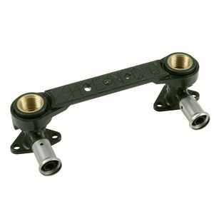 Dubbele muurplaat persaansluiting 150mm m. 2x koppeling 2PK 16x1/2"bi.