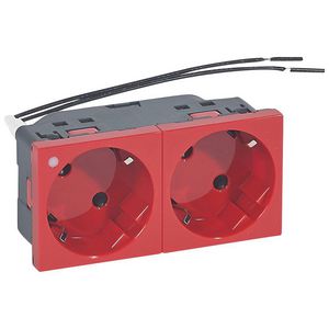 Wandcontactdoos + LED 2-voudig kv 45gr.4m wit Mosaic