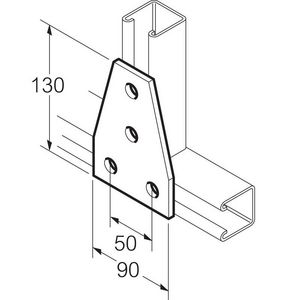 Bevestigings T-stuk 130x90 RVS316L