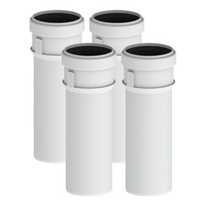 Set met 4 verlengpijpen Safe-PP PP 80mm L=250mm wit