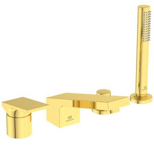 Badmengkraan 4-gats badrand m. uitloop brushed gold Extra