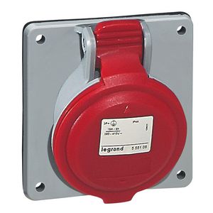 Inbouw WCD 400V 32A 4P IP44 kunstst. rood 555288 P17