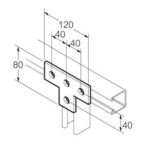 Bevestigings T-stuk RVS316 132x82/41