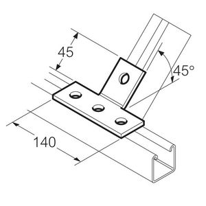 Bevestigings T-stuk 45gr.Thvz