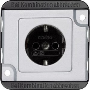 Inzetstuk Schuko wandcontactdoos Anti-vandalisme Plugin Alu