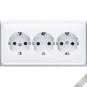Wandcontactdoos 3-voudig randaarde wandgoot 16A 250V