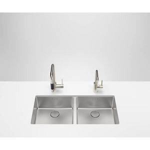 Dubbele spoelbak-RVS gebor