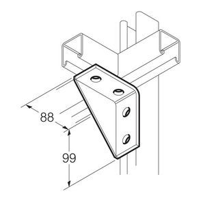 Bevestigingshoek versterkt RVS316 4gats 102x102