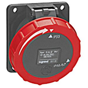 Inbouw contactdoos 400V 16A 4P IP67 kunstst. rood 051130 Hypra