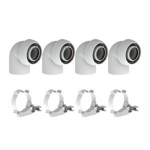 Set met 4 bochten EasySafe PP concentr. Ø60/100mm 90° incl. beugels
