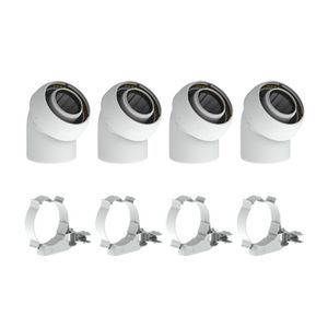 Set met 4 bochten EasySafe PP concentr. Ø60/100mm 45° incl. beugels