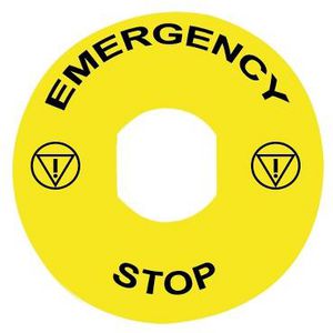 Etiket 90mmEMERGENCY STOP" Geel Harmony XB4/XB5 VVE=10