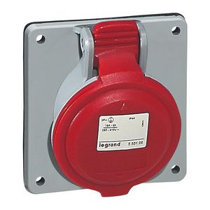 Inbouw WCD 400V 32A 5P IP44 kunstst. rood 555289 P17