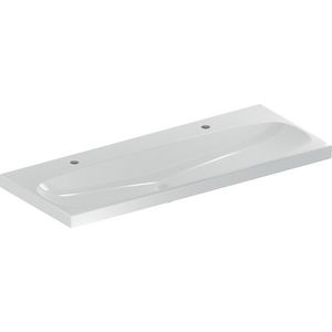 Acanto wastafel 120x48,2cm met 2x kraangat zonder overloop wit