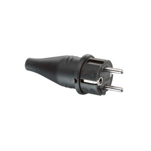 SCHUKO stekker van rubber, zwart, 2 aardingssystem