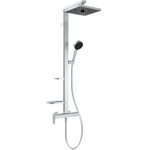 ceraflow alu+ douchesysteem 345x501x1113mm zilver afwerking, 12 l/min (3 bar) (vierkant)
