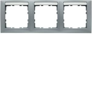 Afdekraam met tekstveld 3-v hor. berker S.1 aluminium mat