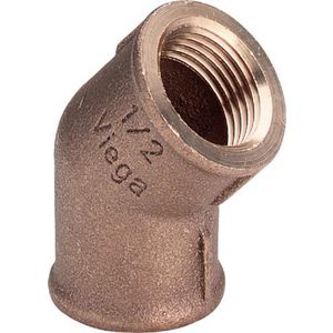 Draadbocht 45° brons 1" bn.xbn. 3120 VVE=5