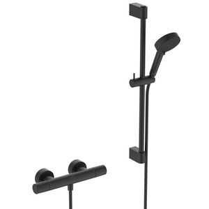 Douchethermostaatset CERATHERM T25N silk black + glijstang ALU+ 600mm 8l/min. 150mm incl. s-koppeling