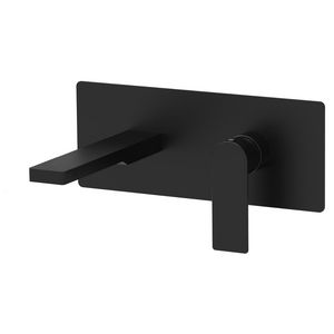 Inbouw wastafelkraan+uitloop 150mm rechthoekige muurplaat