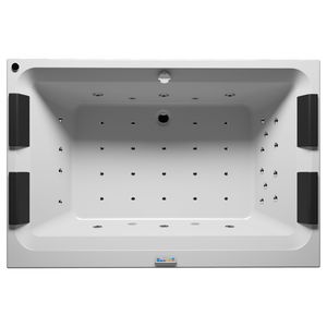 Whirlpool Thermae Olivia 180x120cm Touch+Heather rechts zwarte hoofdsteunen hoogglans wit