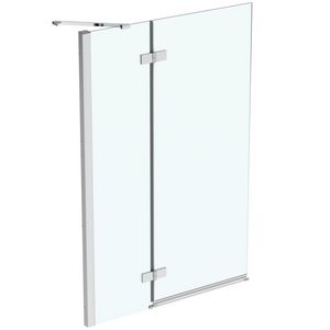 Badscherm/badklapwand I.LIFE 600x1500mm draaibaar paneel + 40cm vast deel scharnier links zilver