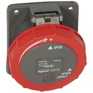 Inbouw contactdoos 400V 16A 5P IP67 kunstst. rood 051131 Hypra